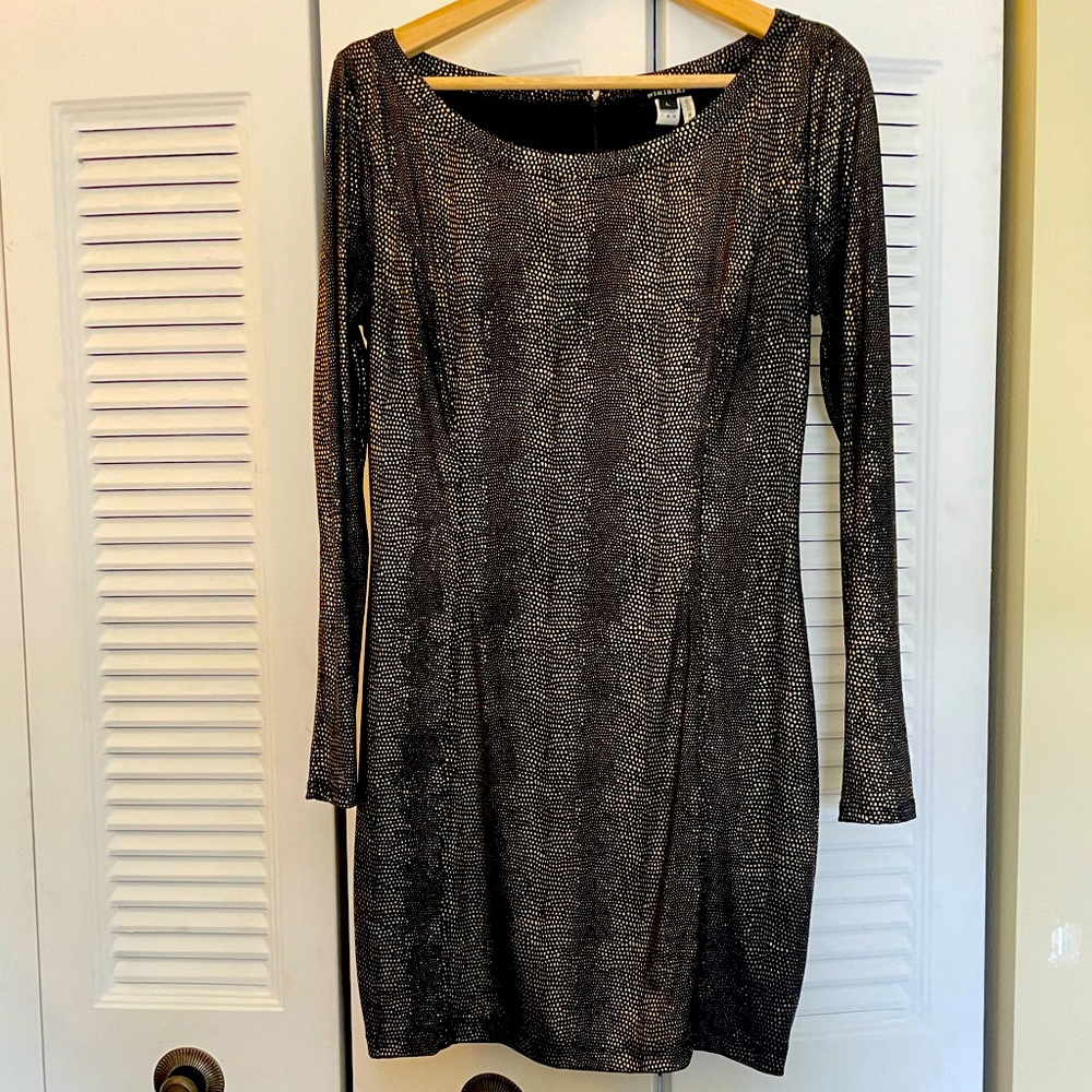 Long Sleeve Black and Gold Dress
